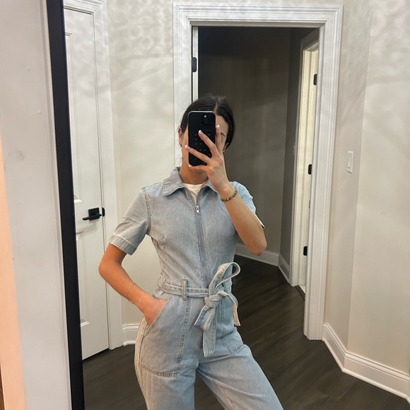 Women's Light Blue Denim Jumpsuit - Picture 6 of 6
